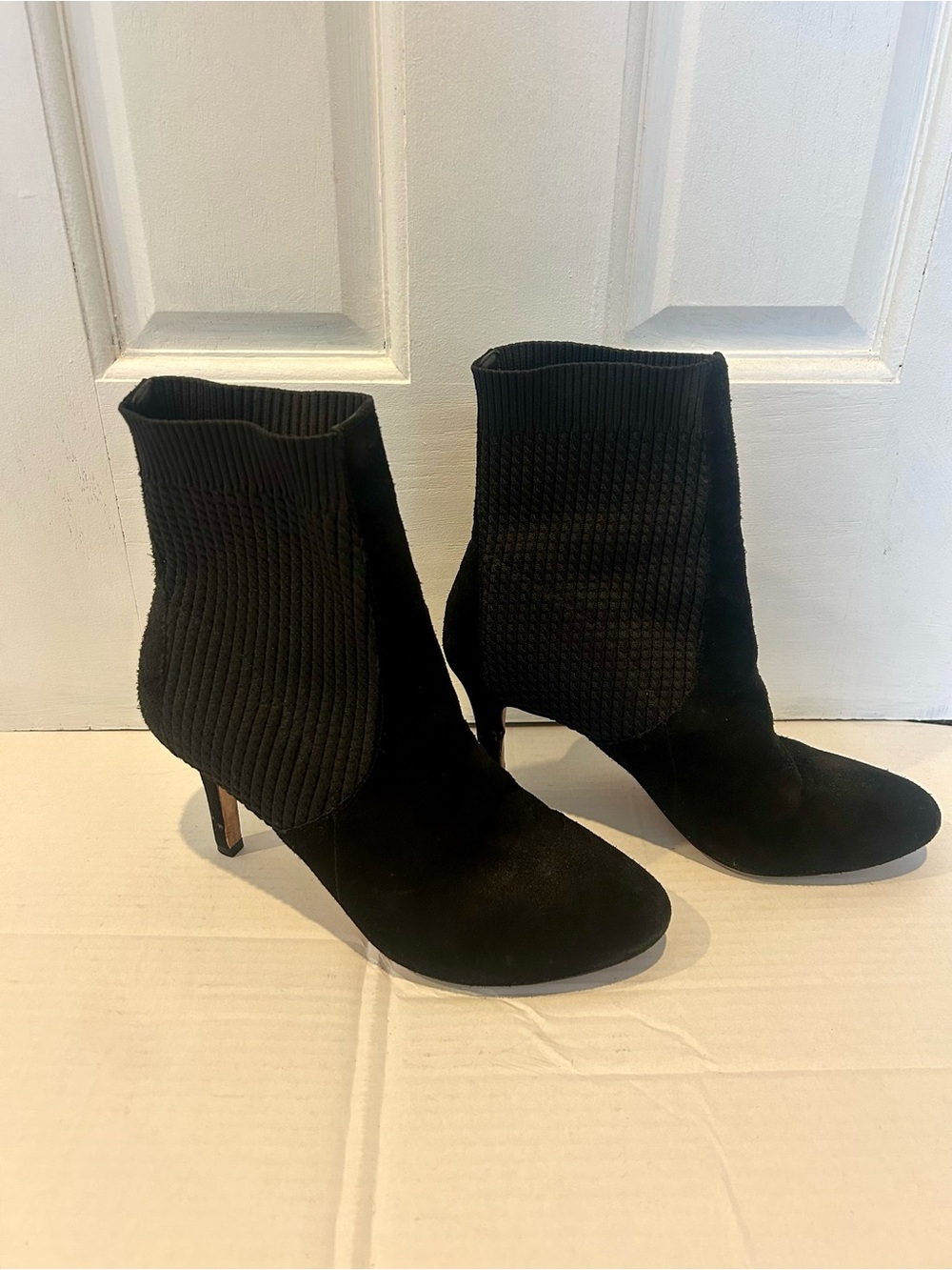 Corso Como Black Knit Suede Ankle Booties